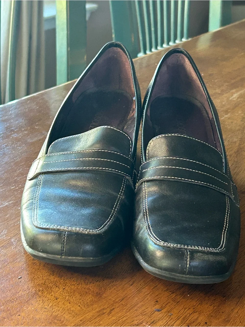 Aerosoles Sea Chore Vintage Women's Square-Toe Loafer-Style Pump Block Heel Sz 8